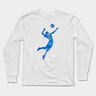 Volleyball player girl blue art Long Sleeve T-Shirt